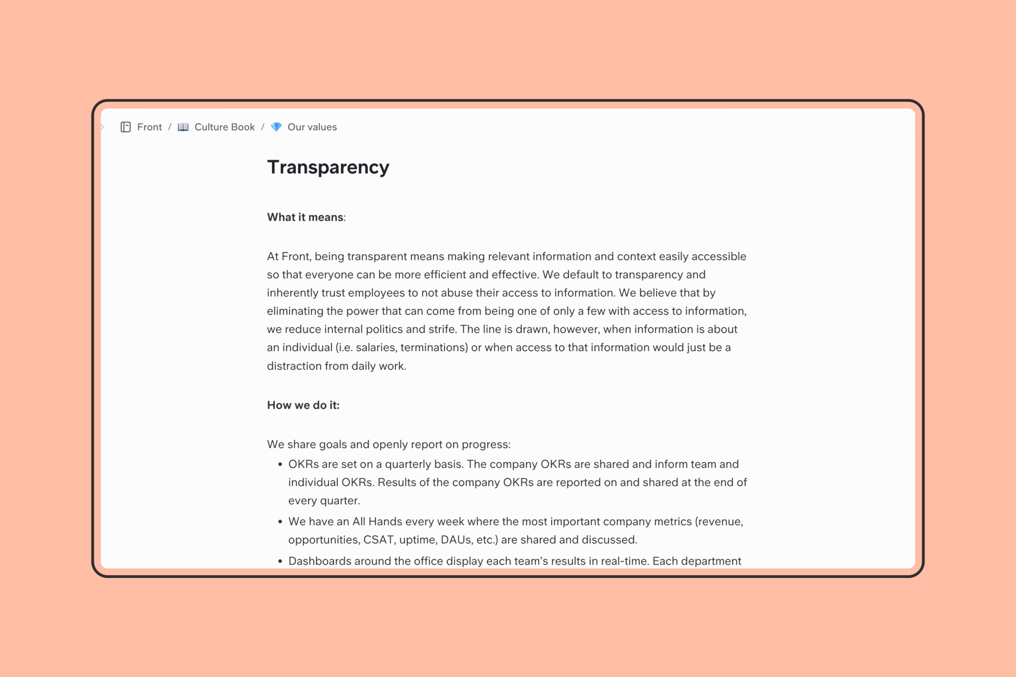 Company wiki on company culture
